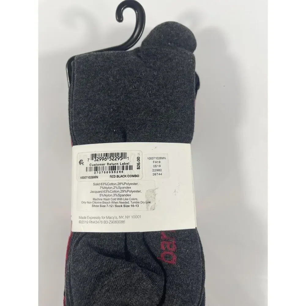 Bar III Socks Men's Size 7-12 Red Black Combo Crew Dress 4 Pairs Holiday Pack